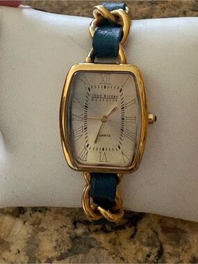 Vintage Joan Rivers Woven Gold & Blue Leather Watch/ New Battery!
